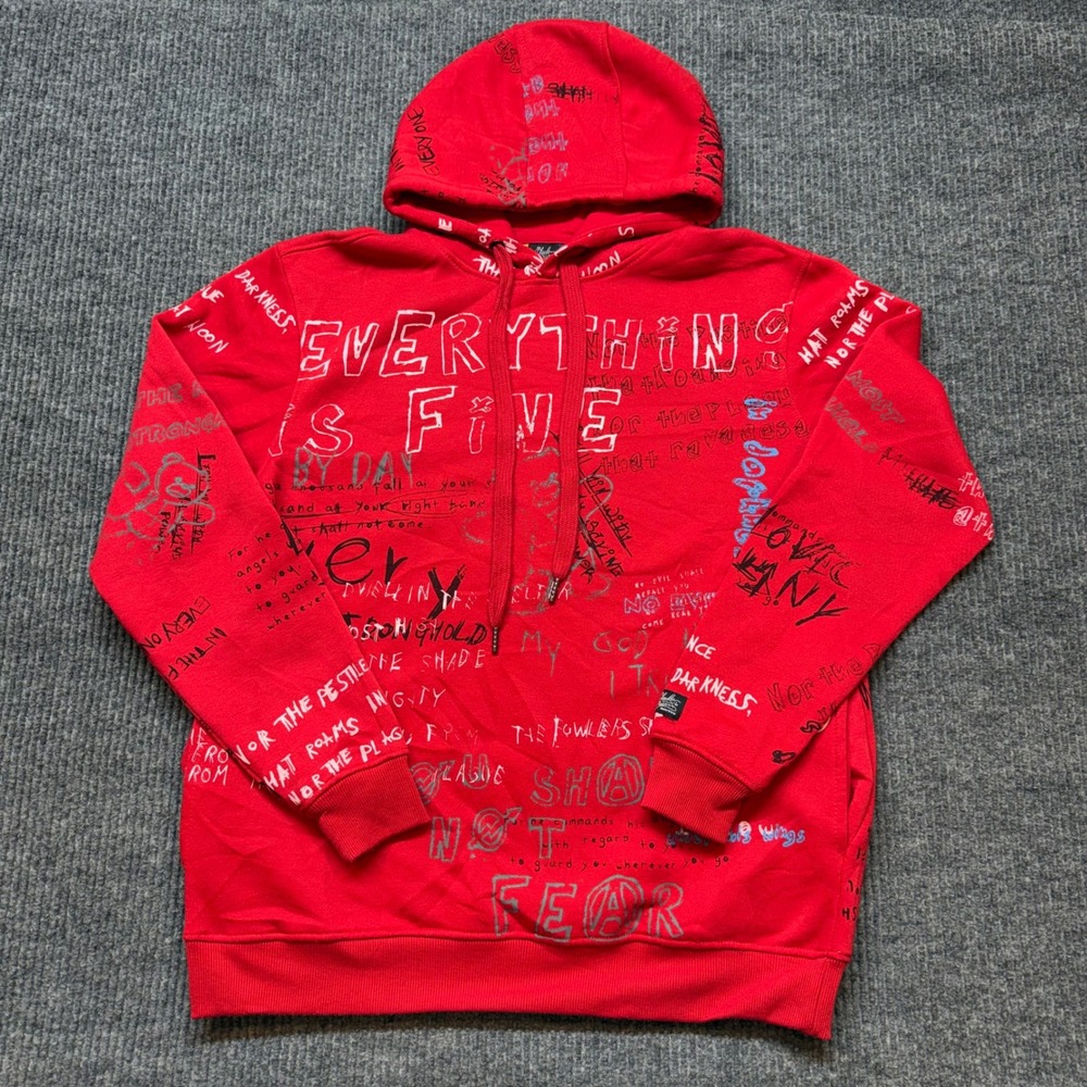 Bleecker & Mercer Everythings Fine Graphic Graffiti Hoodie Mens Medium Pullover
